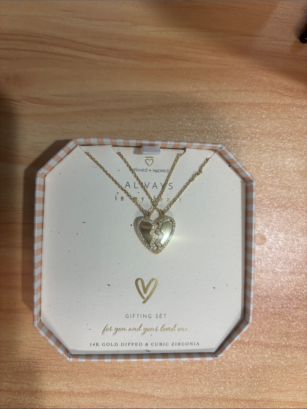Beloved and Inspires Always in my Heart Necklace in Gold Tone
